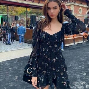 For Love and Lemons Dixon mini dress black floral mini dress